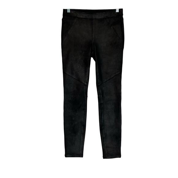 Free People Black Faux Suede Leather Moto Leggings Skinny Pants Size 4 - Picture 1 of 16